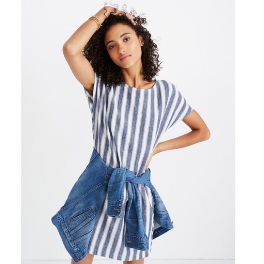 Madewell Stripe Play-Button Back Dress S